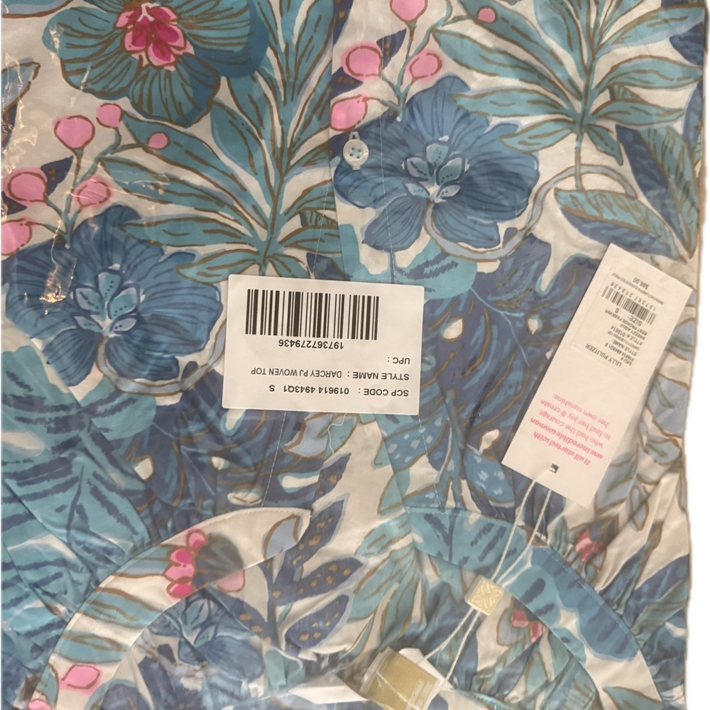 Lilly Pulitzer, NWT breezy aqua best fronds forever, top/bottom set size Small - Picture 4 of 5